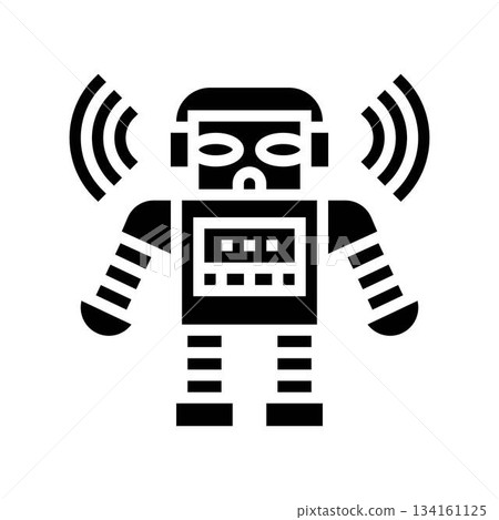 robot wearing headphones glyph icon vector illustration 134161125