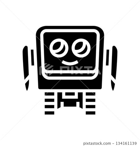 robot big expressive eyes glyph icon vector illustration robot big expressive eyes glyph icon vector illustration 134161139