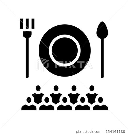 crowd waiting line for food glyph icon vector illustration 134161188