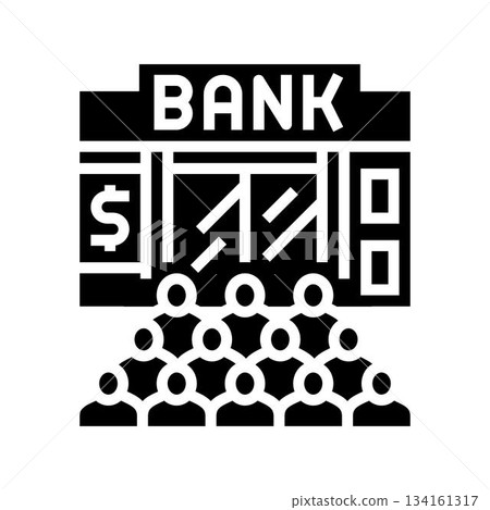 line of people at bank glyph icon vector illustration line of people at bank glyph icon vector illustration 134161317