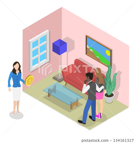 3D Isometric Flat Vector Illustration of Real Estate Agency Service, Property Buying. Item 2 3D Isometric Flat Vector Illustration of Real Estate Agency Service, Property Buying. Item 2 134161327