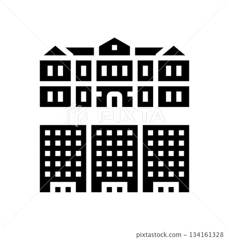 luxury house vs small apartment glyph icon vector illustration 134161328