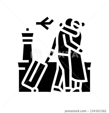 farewell at airport glyph icon vector illustration 134161382