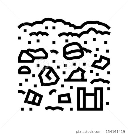 soil mixed plastic and glass line icon vector illustration 134161419