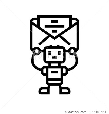 robot sending a message line icon vector illustration 134161451
