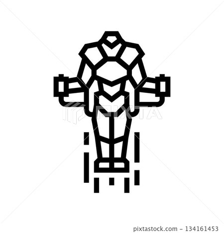mini robot a jetpack line icon vector illustration 134161453