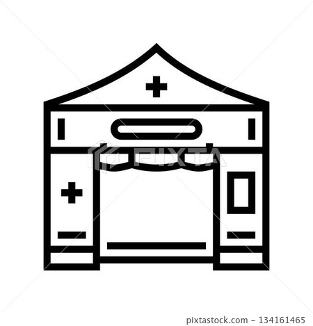 medical aid tent crisis zone line icon vector illustration medical aid tent crisis zone line icon vector illustration 134161465