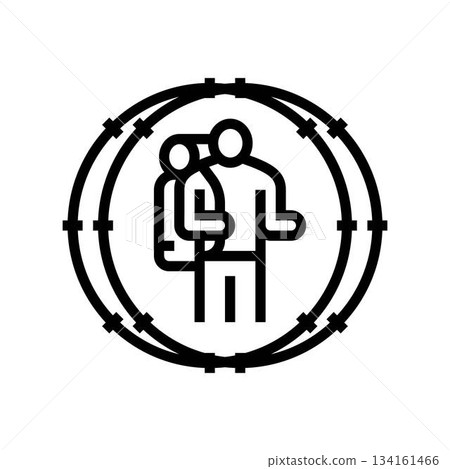 person inside circle of barbed wire line icon vector illustration person inside circle of barbed wire line icon vector illustration 134161466