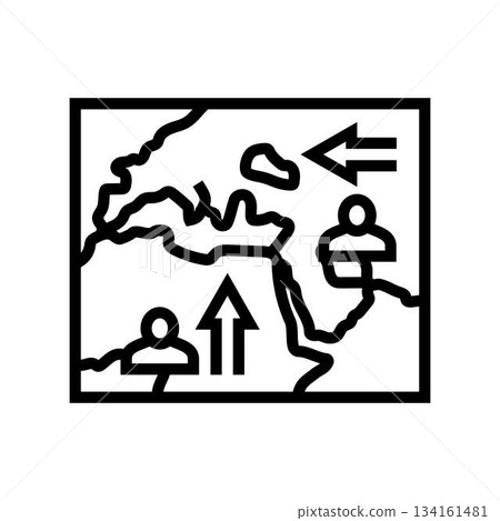 map arrows migration routes line icon vector illustration 134161481