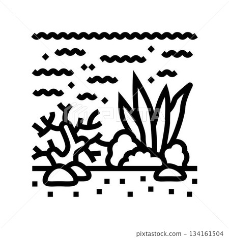 oil spill damage to coral reef line icon vector illustration oil spill damage to coral reef line icon vector illustration 134161504