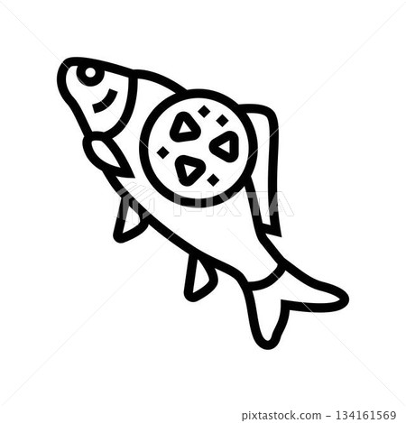 microplastics fish line icon vector illustration microplastics fish line icon vector illustration 134161569