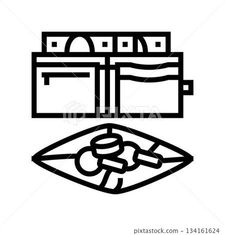 two wallets one full, one nearly empty line icon vector illustration 134161624