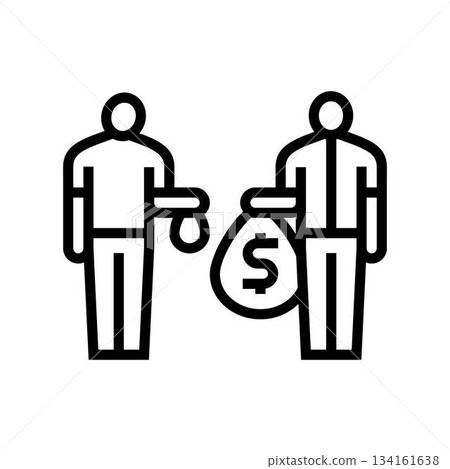 people different sized money bags line icon vector illustration 134161638