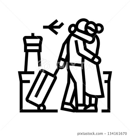 farewell at airport line icon vector illustration 134161670