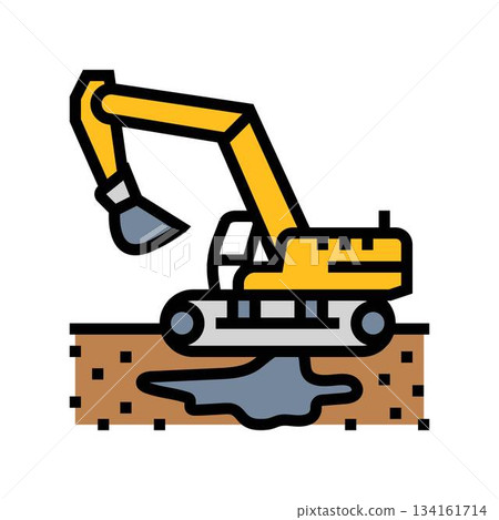 heavy machinery spilling oil color icon vector illustration heavy machinery spilling oil color icon vector illustration 134161714