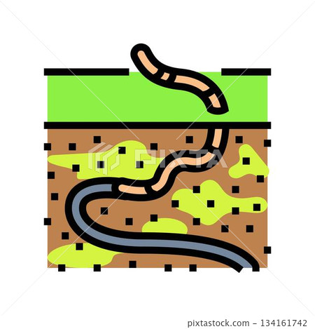 worms escaping from toxic ground color icon vector illustration 134161742