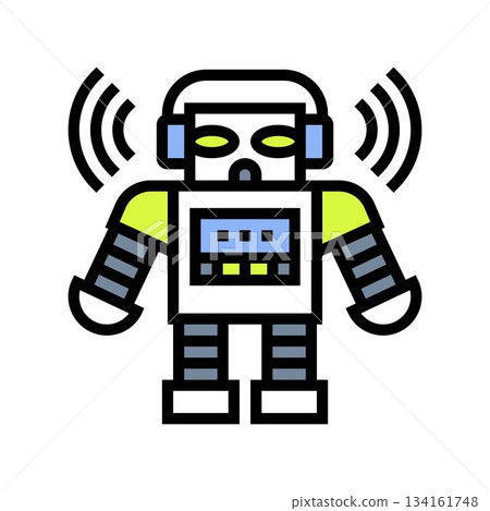 robot wearing headphones color icon vector illustration 134161748