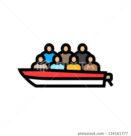 boat overloaded people color icon vector illustration boat overloaded people color icon vector illustration 134161777