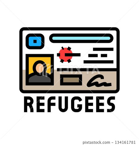 id card labeled refugee color icon vector illustration 134161781