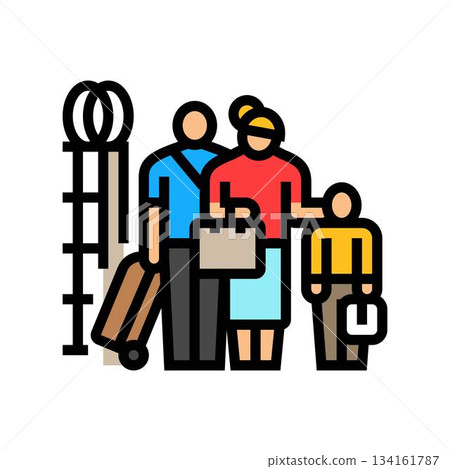 family crossing a border color icon vector illustration family crossing a border color icon vector illustration 134161787