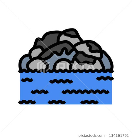 oil stains on rocks near water color icon vector illustration 134161791