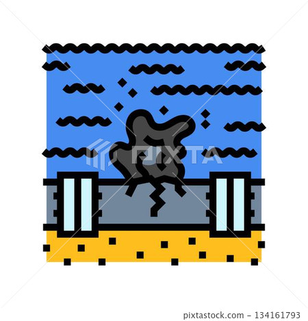 broken pipeline leaking oil into the ocean color icon vector illustration 134161793