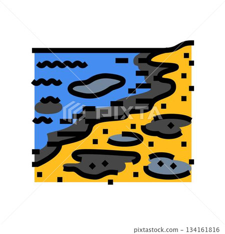 polluted coastline oil color icon vector illustration polluted coastline oil color icon vector illustration 134161816