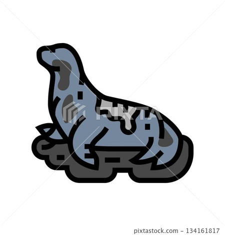 oil covered marine animal color icon vector illustration 134161817