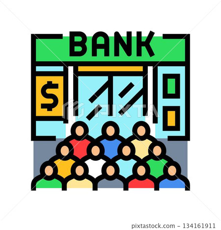 line of people at bank color icon vector illustration line of people at bank color icon vector illustration 134161911