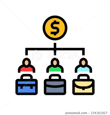 dollar above different job roles color icon vector illustration 134161927
