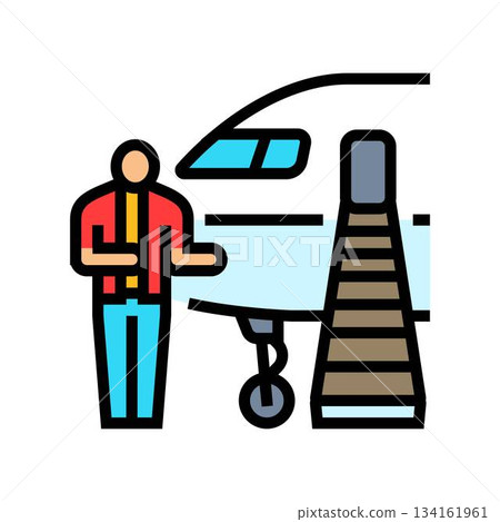 person boarding airplane color icon vector illustration person boarding airplane color icon vector illustration 134161961