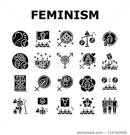 feminism equality gender icons set vector 134162000
