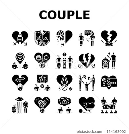 couple relationship obstacles icons set vector 134162002