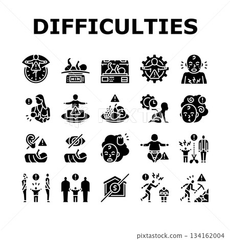 childbirth difficulties icons set vector 134162004