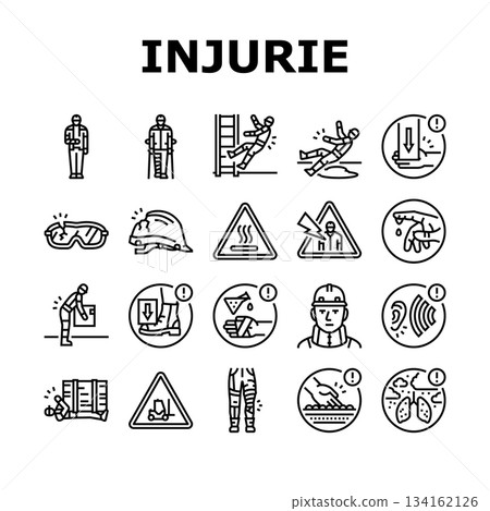 workplace injuries accident icons set vector 134162126