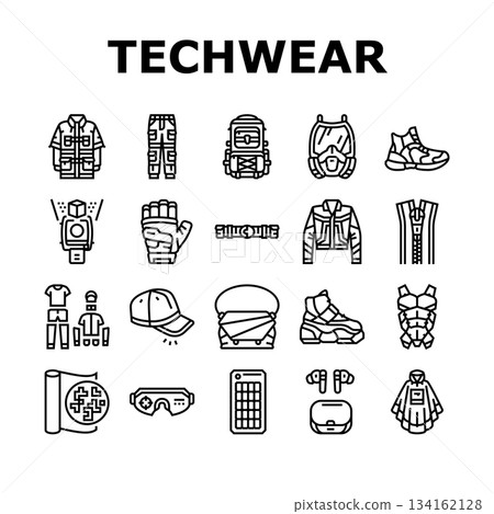 techwear style urban icons set vector techwear style urban icons set vector 134162128