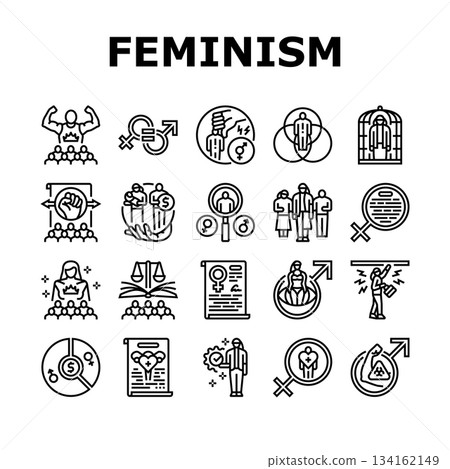 feminism patriarchy gender icons set vector 134162149