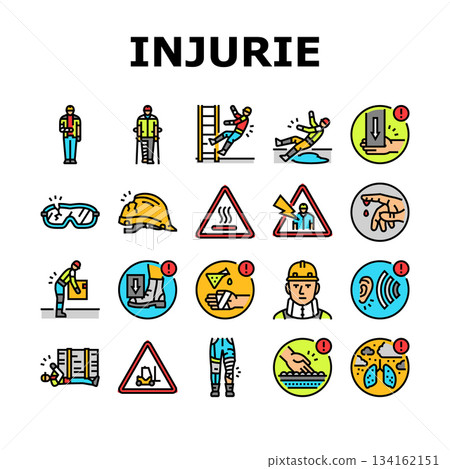 workplace injuries accident icons set vector workplace injuries accident icons set vector 134162151