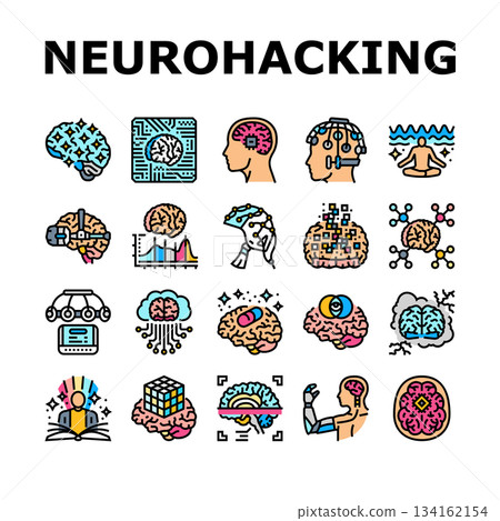 neurohacking neuroplasticity icons set vector neurohacking neuroplasticity icons set vector 134162154