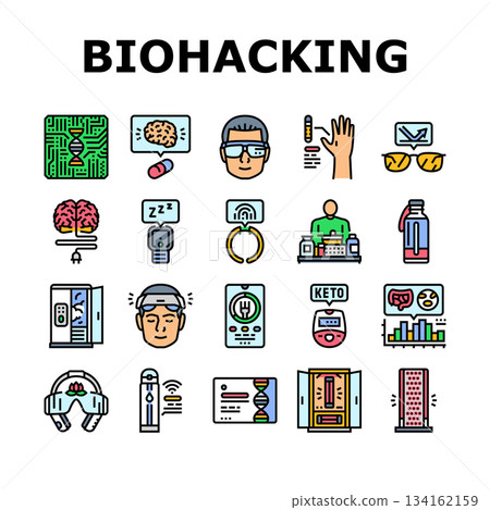 biohacking life nootropics icons set vector 134162159