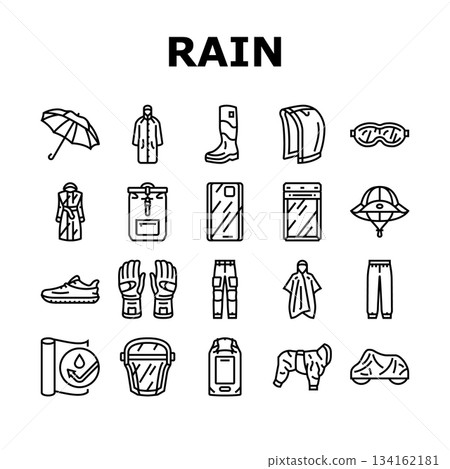 rain protection umbrella icons set vector rain protection umbrella icons set vector 134162181