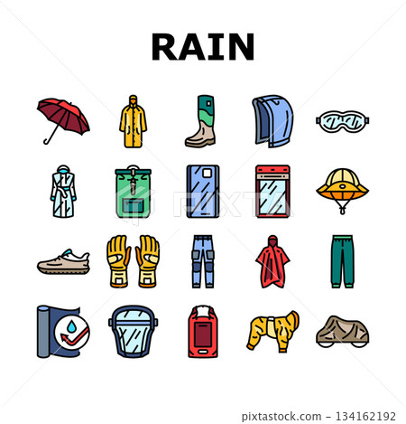 rain protection umbrella icons set vector rain protection umbrella icons set vector 134162192