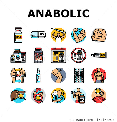 anabolic steroid testosterone icons set vector 134162208