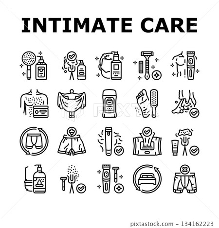 male intimate care hygiene icons set vector male intimate care hygiene icons set vector 134162223