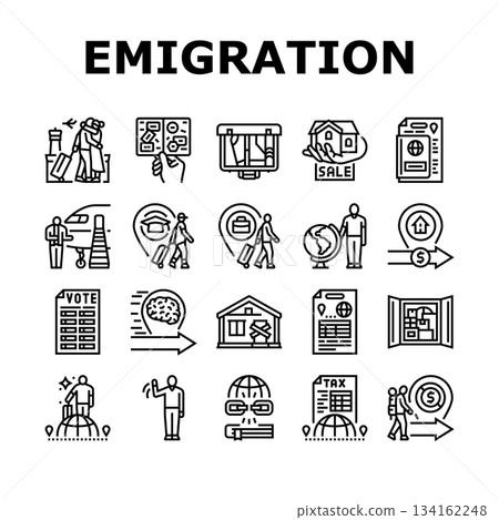 emigration relocation icons set vector 134162248