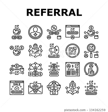 affiliate referral program icons set vector 134162259