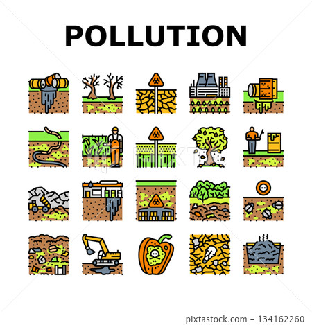 soil pollution erosion icons set vector 134162260