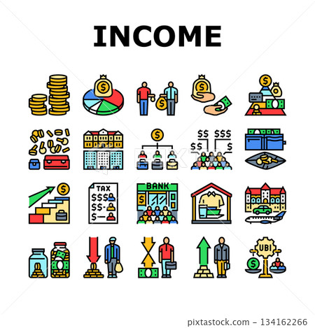 income distribution wealth icons set vector 134162266