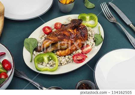Delicious food, grilled chicken. Delicious food, grilled chicken. 134162505