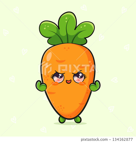 Cute kawaii carrot character looking pleading with big eyes 134162877